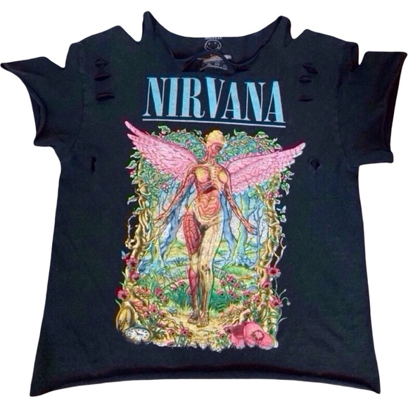 Nirvana Tee - M/L - Grunge Revival Piece Handmade Distressed - Picture 1 of 8